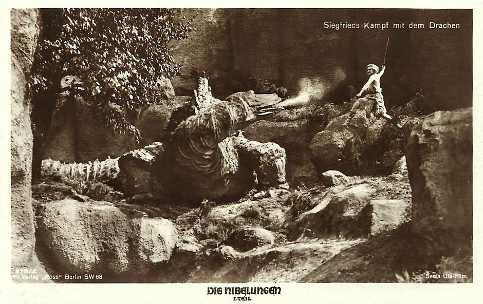 Die Nibelungen - Siegfried fighting the dragon - German weimar era cinema (1918 - 1935) | Author:
